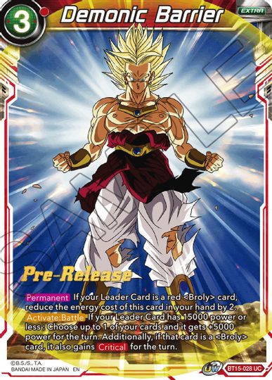 Demonic Barrier (BT15-028) [Saiyan Showdown Prerelease Promos] Online now